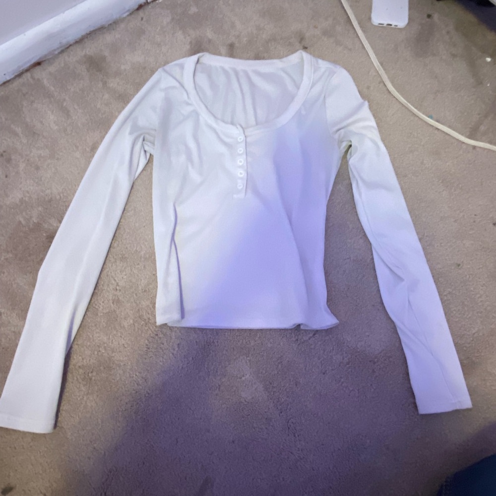 Women's White Long Sleeve Top